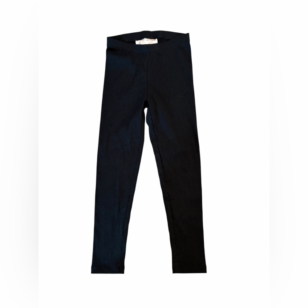 Cat & Jack Black Ribbed Leggings Girls Size S (6/7)